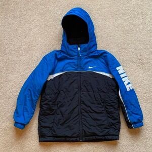 Y2K Nike Blue Black Reversible Winter Jacket‎ Kids Small (8)